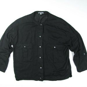 JAMES PERSE Black Cropped Utility Button Shirt
